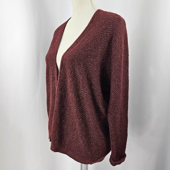 Pink Clover Women's Burgundy Open Front Rolled Cuff Cardigan Size SP NWT - Picture 1 of 16